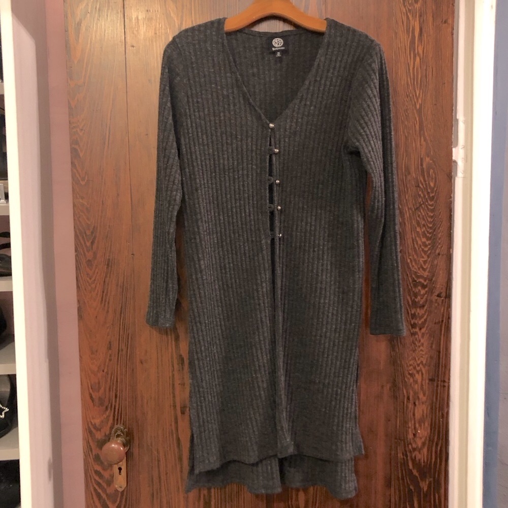 Stunning Bobeau Charcoal Grey Long Cardigan Size M